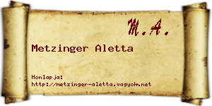 Metzinger Aletta névjegykártya
